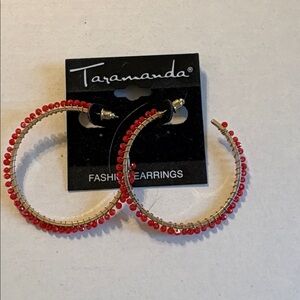Taramanda Red Beaded Hoop Earrings